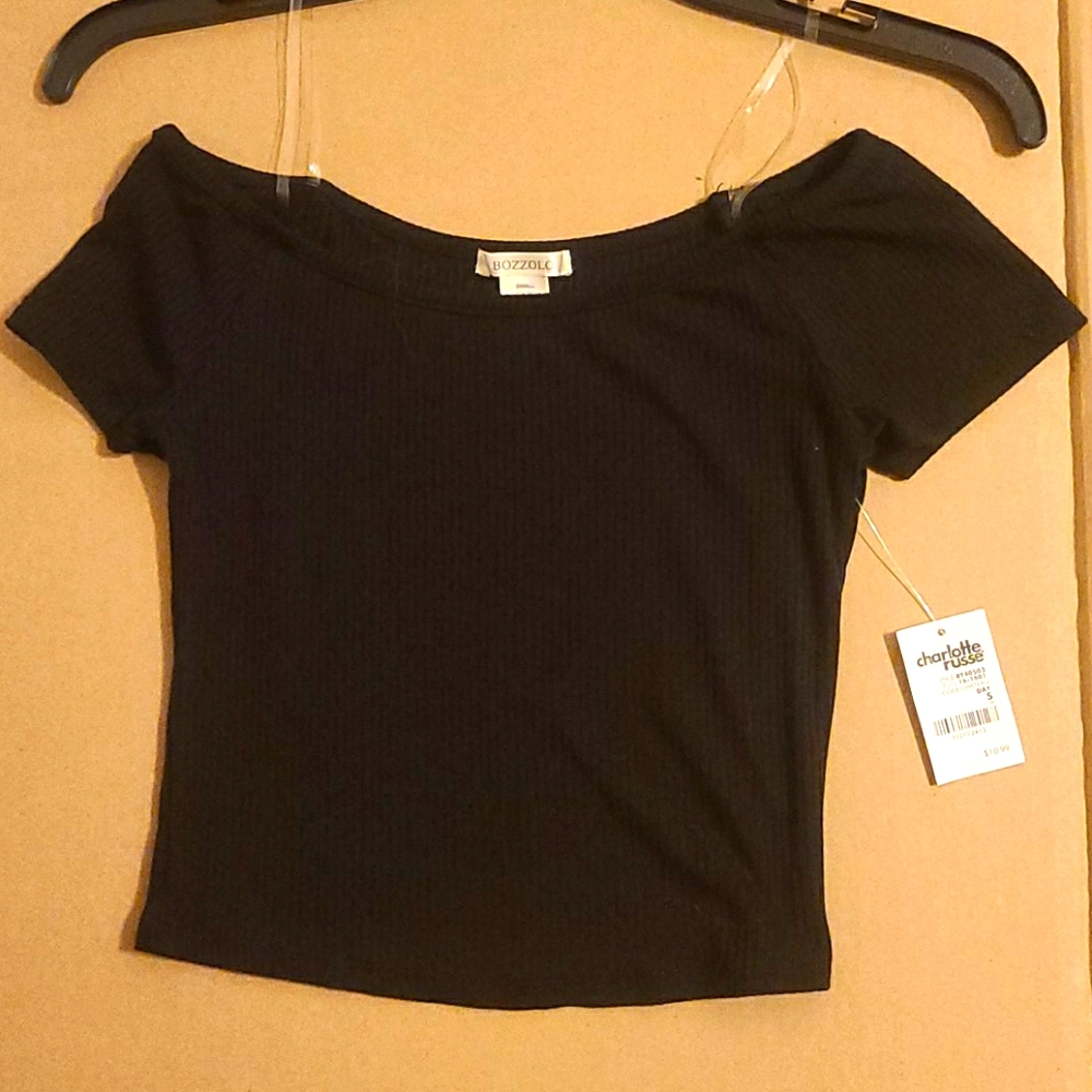 Black off the shoulder crop top Small